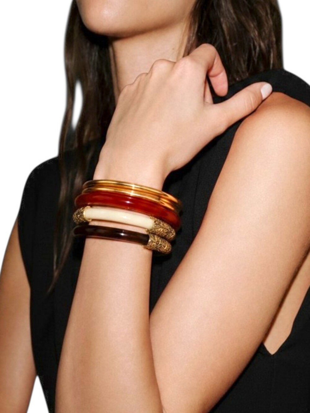 ZARA 5 Pack Assorted Rigid Bracelets Statement Bangle Set - Picture 4 of 16